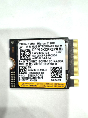 Micron 2400A 512GB Gen 4x4 MTFDKBK512QFM PCIe NVMe M.2 2230 SSD | eBay