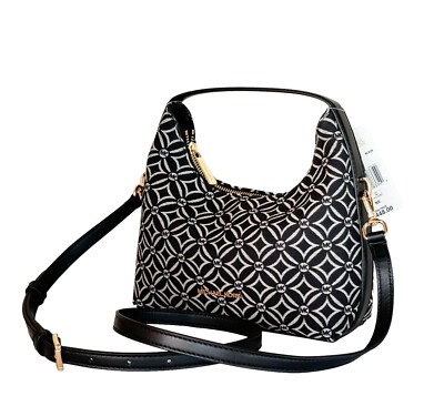 MICHAEL KORS EMBER SMALL SHOULDER CROSSBODY BAG JACQUARD MK BLACK