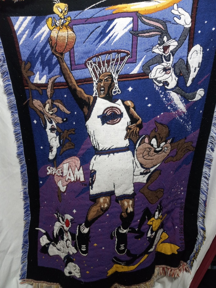 Vintage 1996 Original Space Jam Blanket Throw Michael Jordan MJ