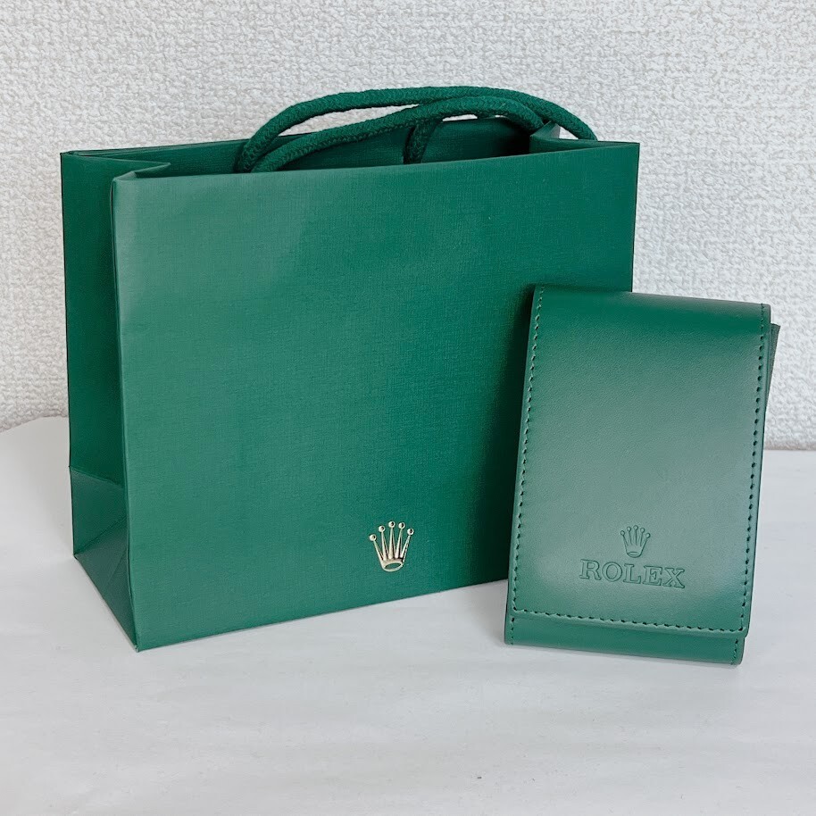 ROLEX Watch Case Green Leather Protection Soft Travel Pouch Watch