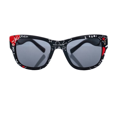 DOLCE & GABBANA DG 4338 Graffitti Star Heart Sunglasses Black Red