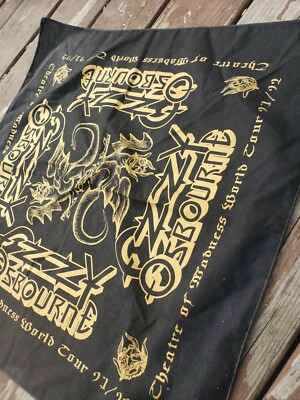 VINTAGE 90S OZZY OSBOURNE BANDANA SCARF SHIRT BLACK SABBATH METAL