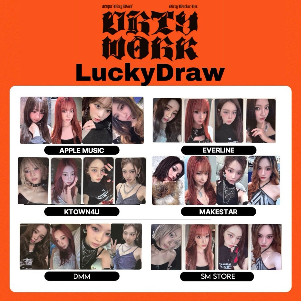 AESPA Single Dirty Work LuckyDraw OFFICIAL PHOTOCARD ONLY POB | eBay