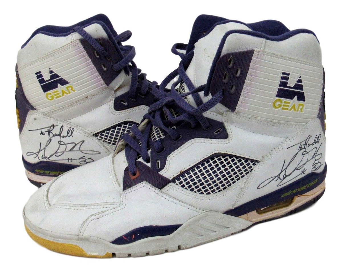 1990 Karl Malone Utah Jazz Signed Game Worn Sneakers Shoes LA Gear