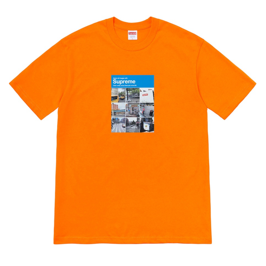 Supreme Verify Tee in Orange & Purple Medium FW20 Deadstock