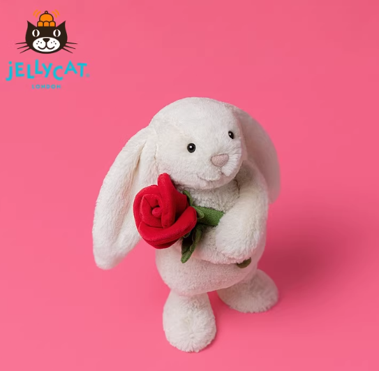 Cream Bunny with Rose 31cm White Soft PlushJellycatDoll Toy