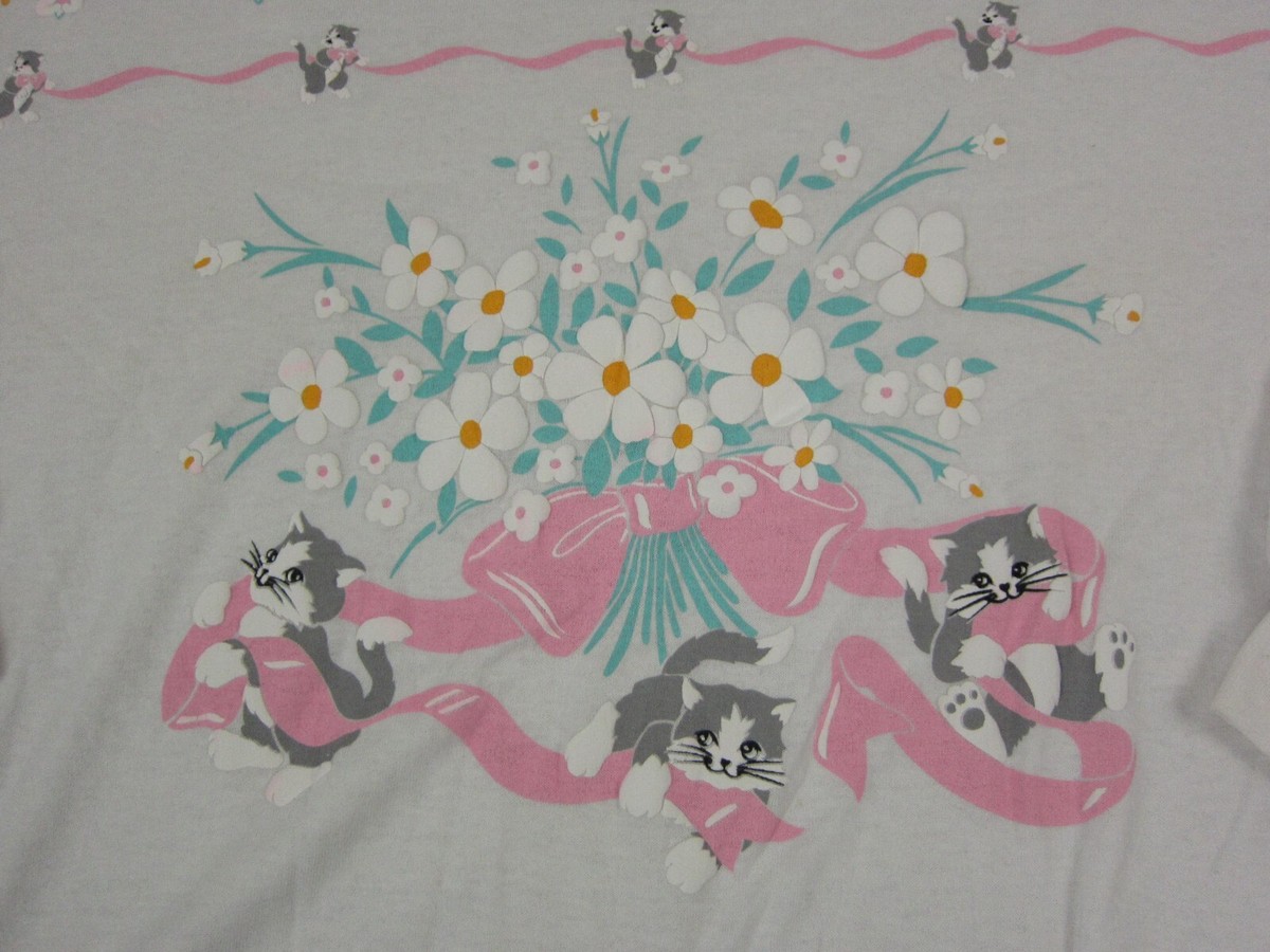 Vintage Spumoni Sweatshirt Womens Medium White Cats Kittens AOP