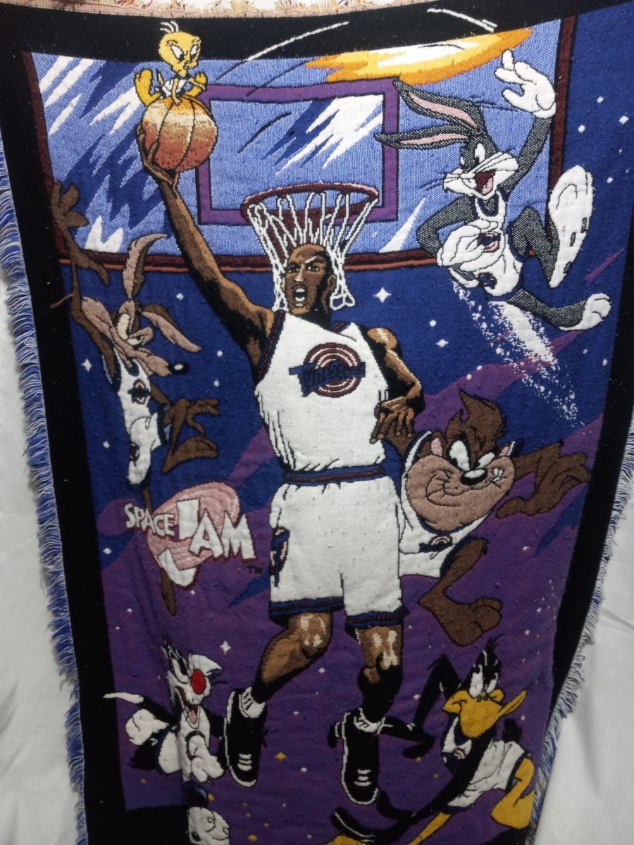 Vintage 1996 Original Space Jam Blanket Throw Michael Jordan MJ