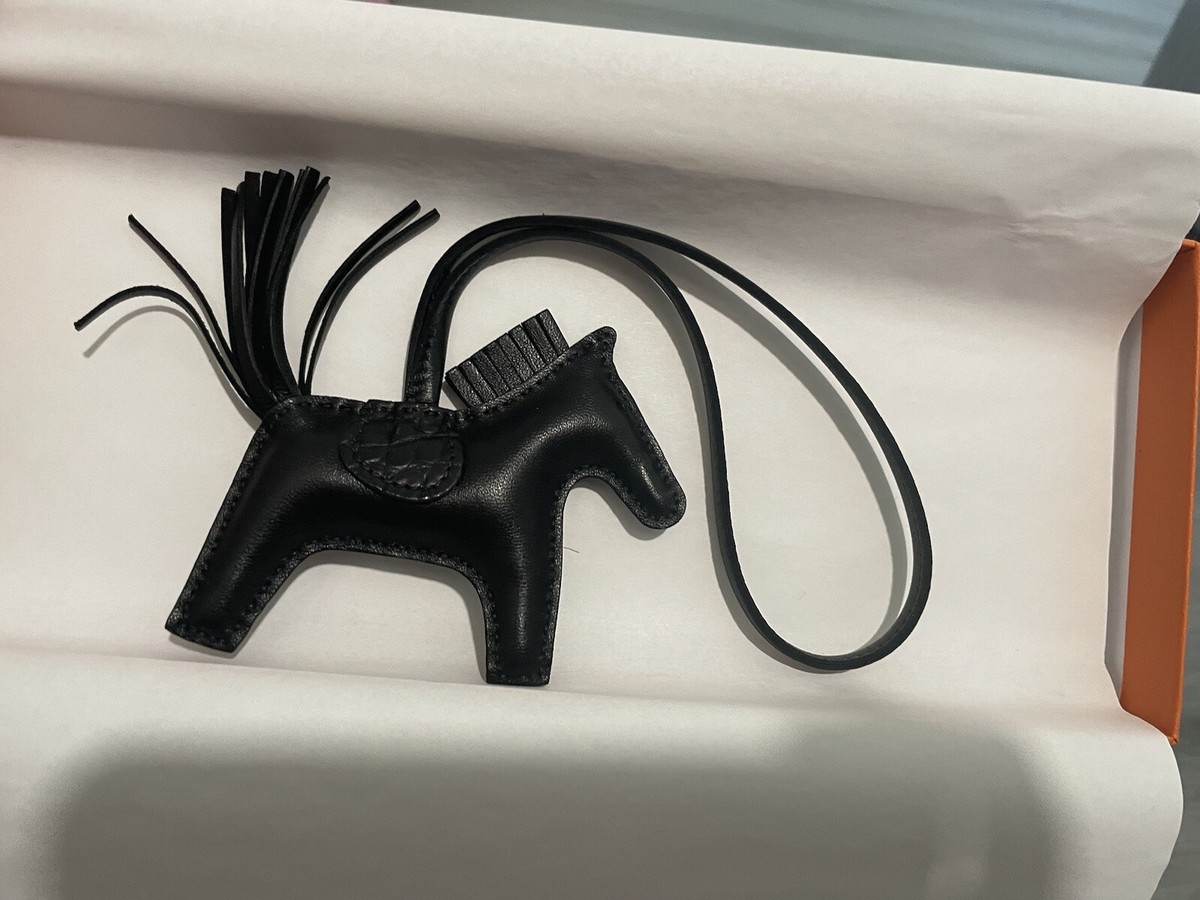 Authentic Hermes Touch SO Black Horse Rodeo Bag Charm BRAND NEW