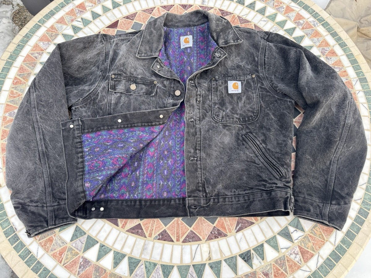 VTG Carhartt JB1065 MEDIUM Chore Jacket ~ m aztec southwest black