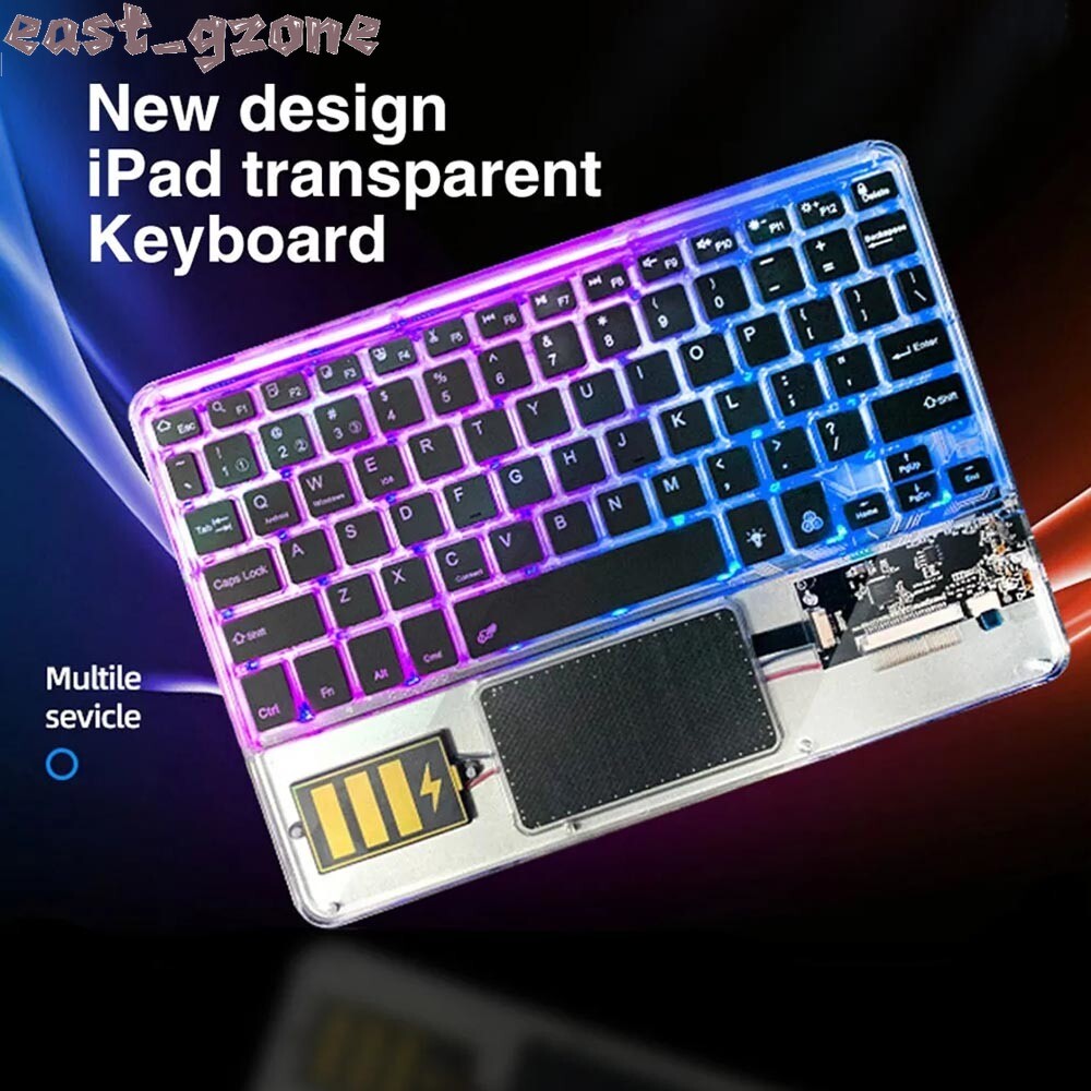 Transparent RGB Backlight with Touchpad Wireless Keyboard for iPad