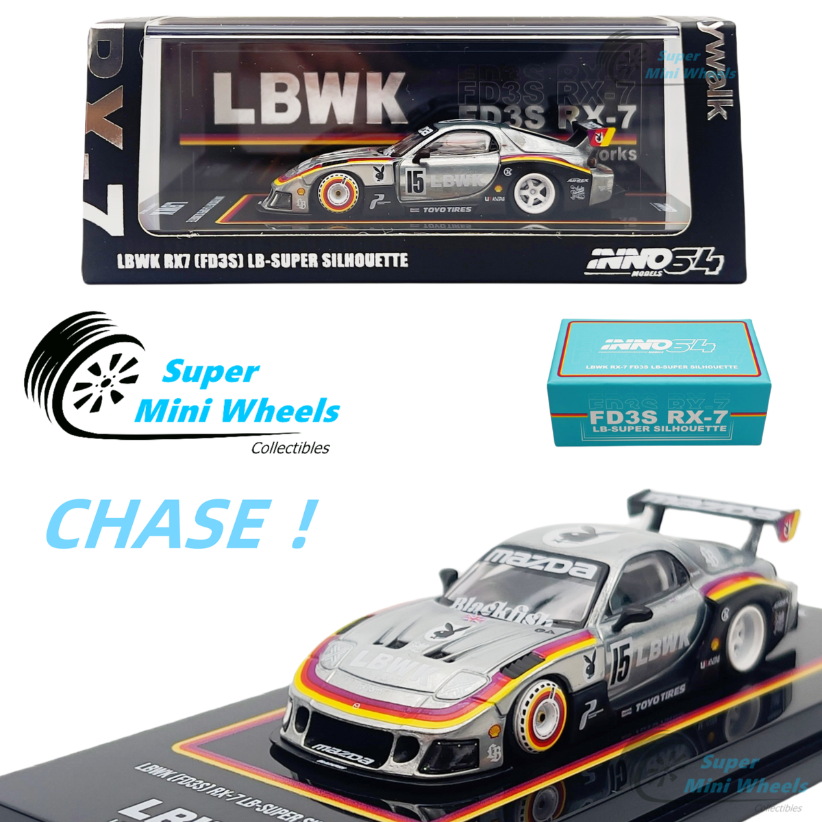 CHASE ! INNO64 1:64 LBWK Mazda RX7 FD3S LB-Super Silhouette HEC