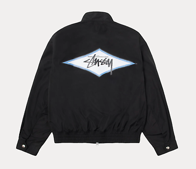 New Stussy SURF TEAM HARRINGTON Nylon JACKET 2025 Black Mens size