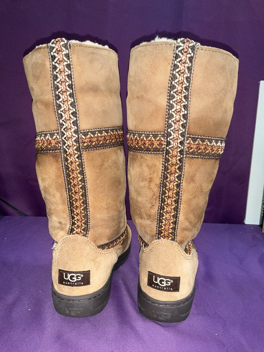 Ugg Sundance Revival Tasman Braid Trim Chestnut Sheepskin Boots