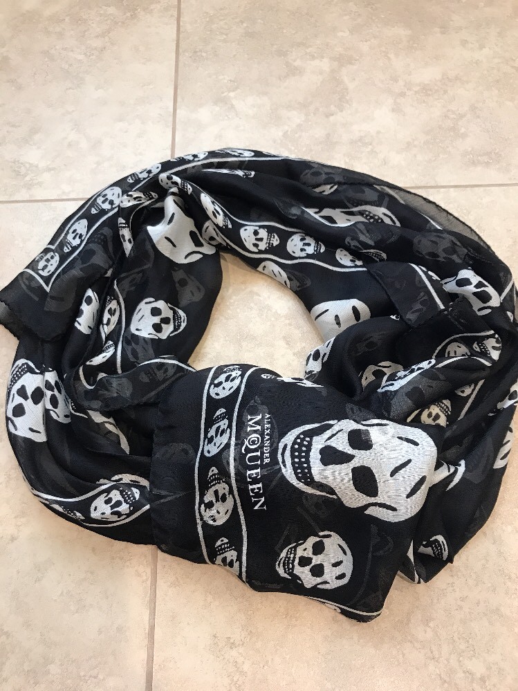 Alexander McQueen Skull' Chiffon Scarf, Black, One Size | eBay