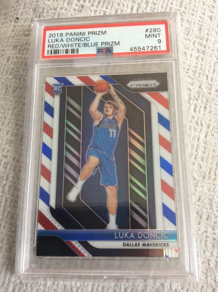 PSA 9.2018 Panini Prizm #280 Luka Doncic Red White Blue Prizm