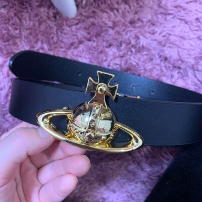 Vivienne Westwood Leather Belt Gold Orb Buckle with Box Used From