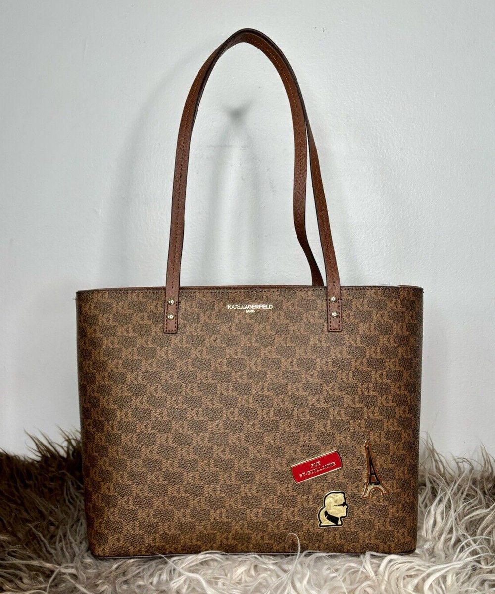 Karl Lagerfeld Paris Tote Shoulder Bag - Women Brown/ Khaki Purse