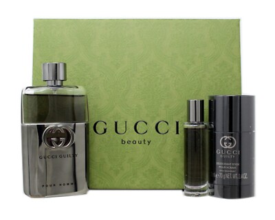 GUCCI GUILTY POUR HOMME 3 PIECE GIFT SET EAU DE TOILETTE NATURAL