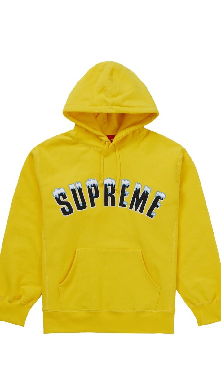 Supreme Icy Arc Hooded Sweatshirt. Yellow. Extra Large. New