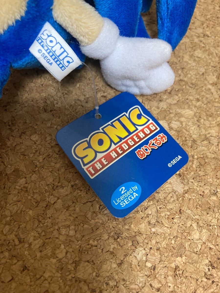 SEGA Sonic Plush Toy Sonic S 18cm Rare Sanei Japan Used with Paper
