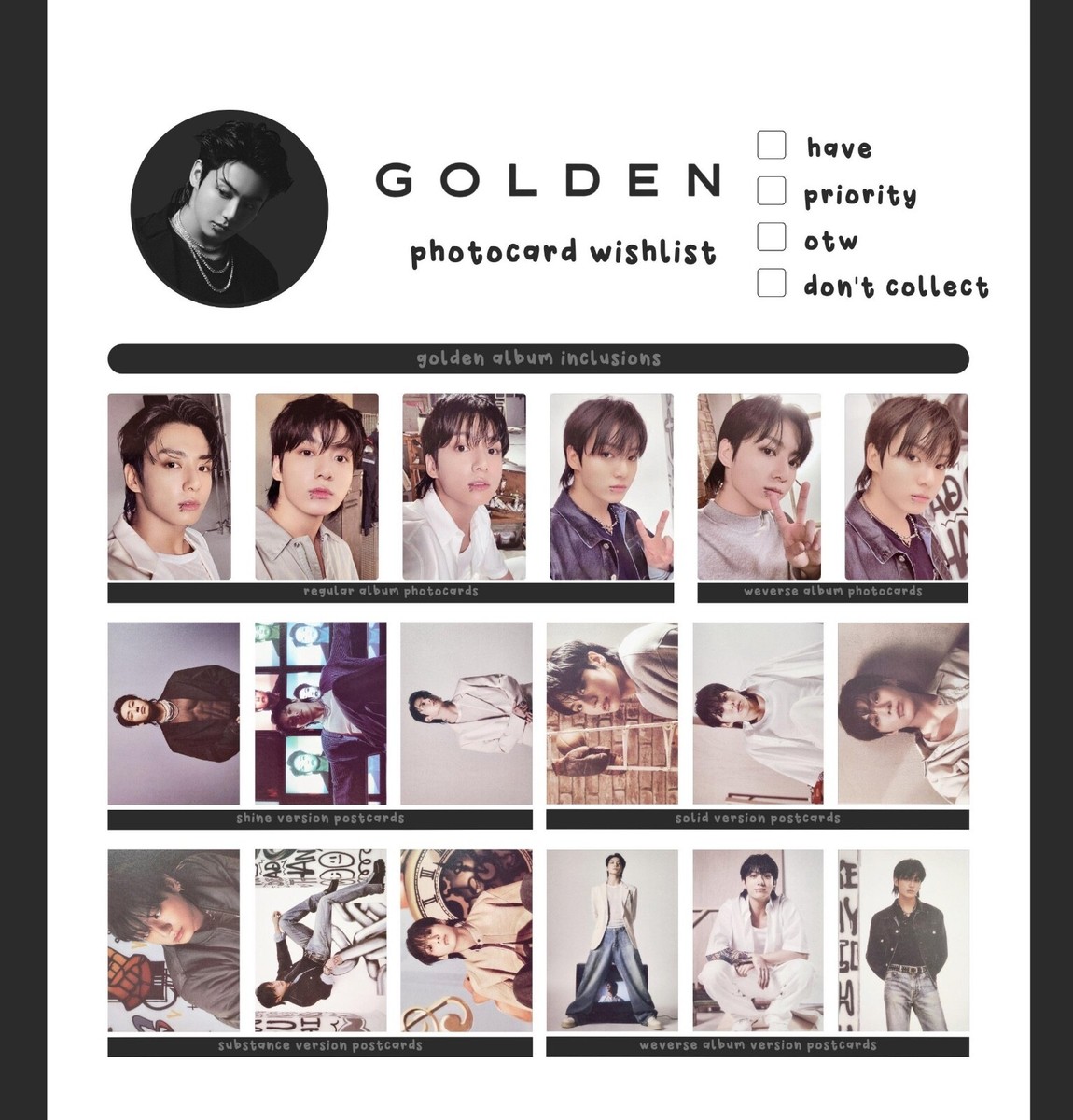 JungKook Jung Kook BTS 'GOLDEN' 1st Album official photocard