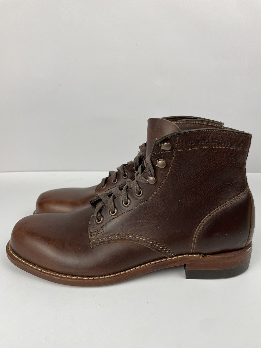 Wolverine 1000 Mile Plain Toe Leather Boots Brown Size 8 D | eBay