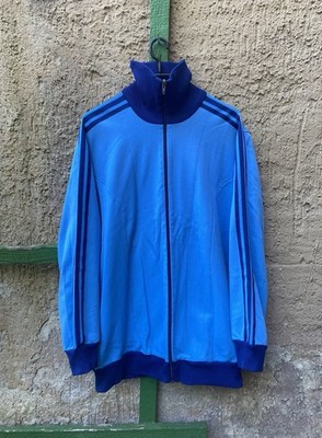 Adidas Made in West Germany 1970s Blue Track Jacket Vintage Rare