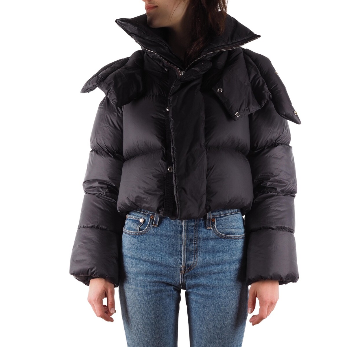 Rick Owens Women's Black Crop Down Puffer Jacket size US2 IT38 XS