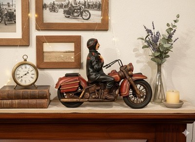 Vintage Harley-Davidson Rider On His Bike, Hand Carved 19x15 | eBay