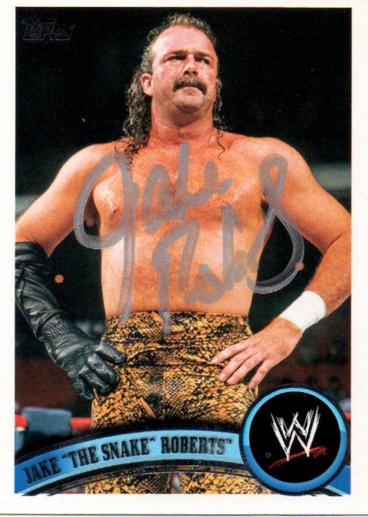 Jake The Snake Roberts Signed WWE Trading Card Topps #96 WWF HOF