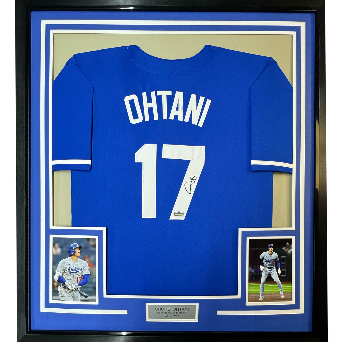 Framed Facsimile Autographed Shohei Ohtani 35x39 LA Blue Reprint