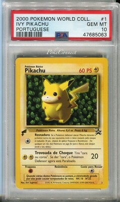 PSA 10 GEM MINT Pokemon Ivy Pikachu Portuguese World Collection
