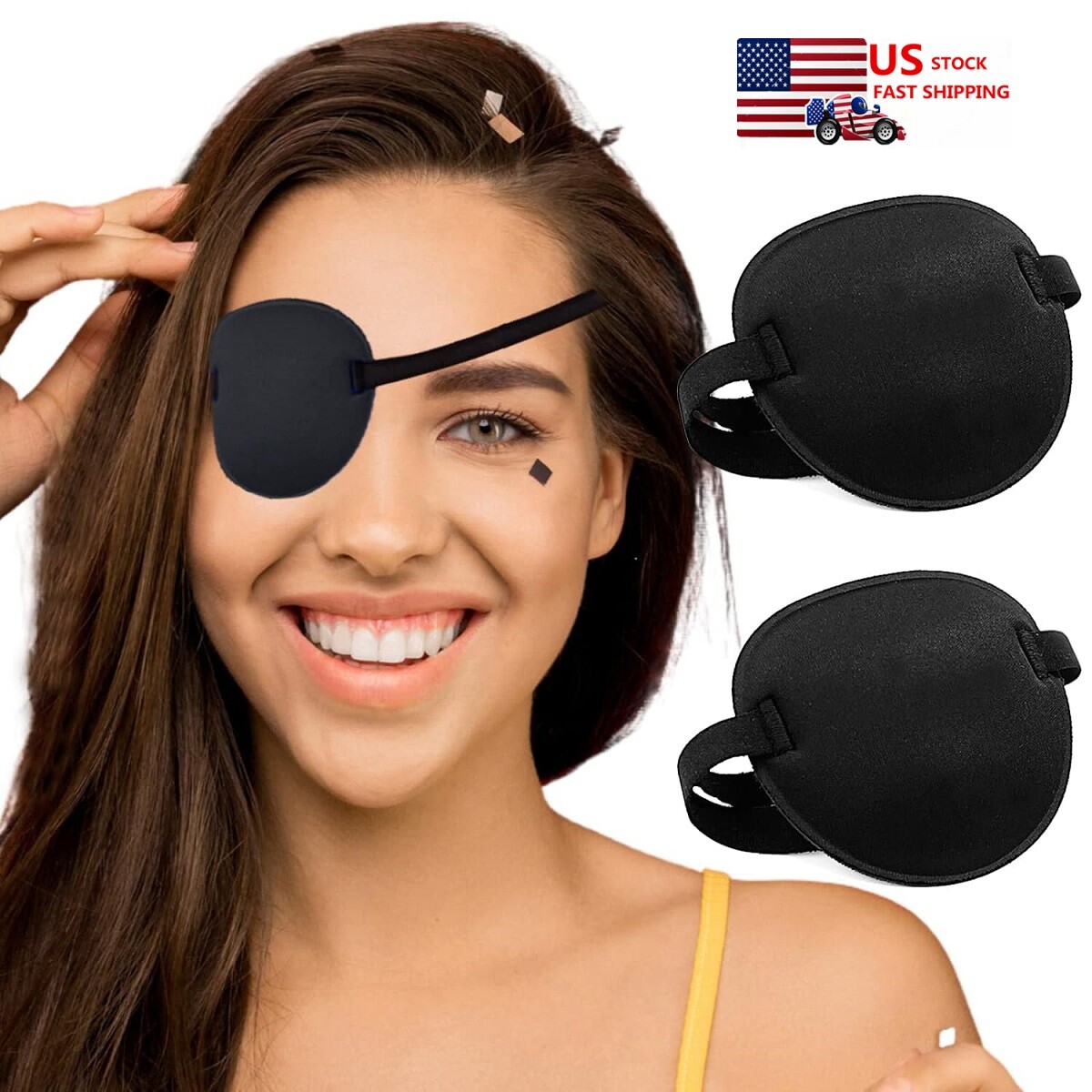2Pcs 3D Eye Patches for Adults Adjustable Medical Eyepatch for