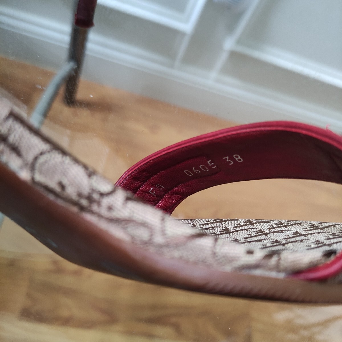 Vintage Dior Monogram Gold Logo Plate Slide Heeled Sandals women's