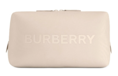 Burberry Logo Clutch Toiletry Bag Cosmetic Pouch Travel Case Beige