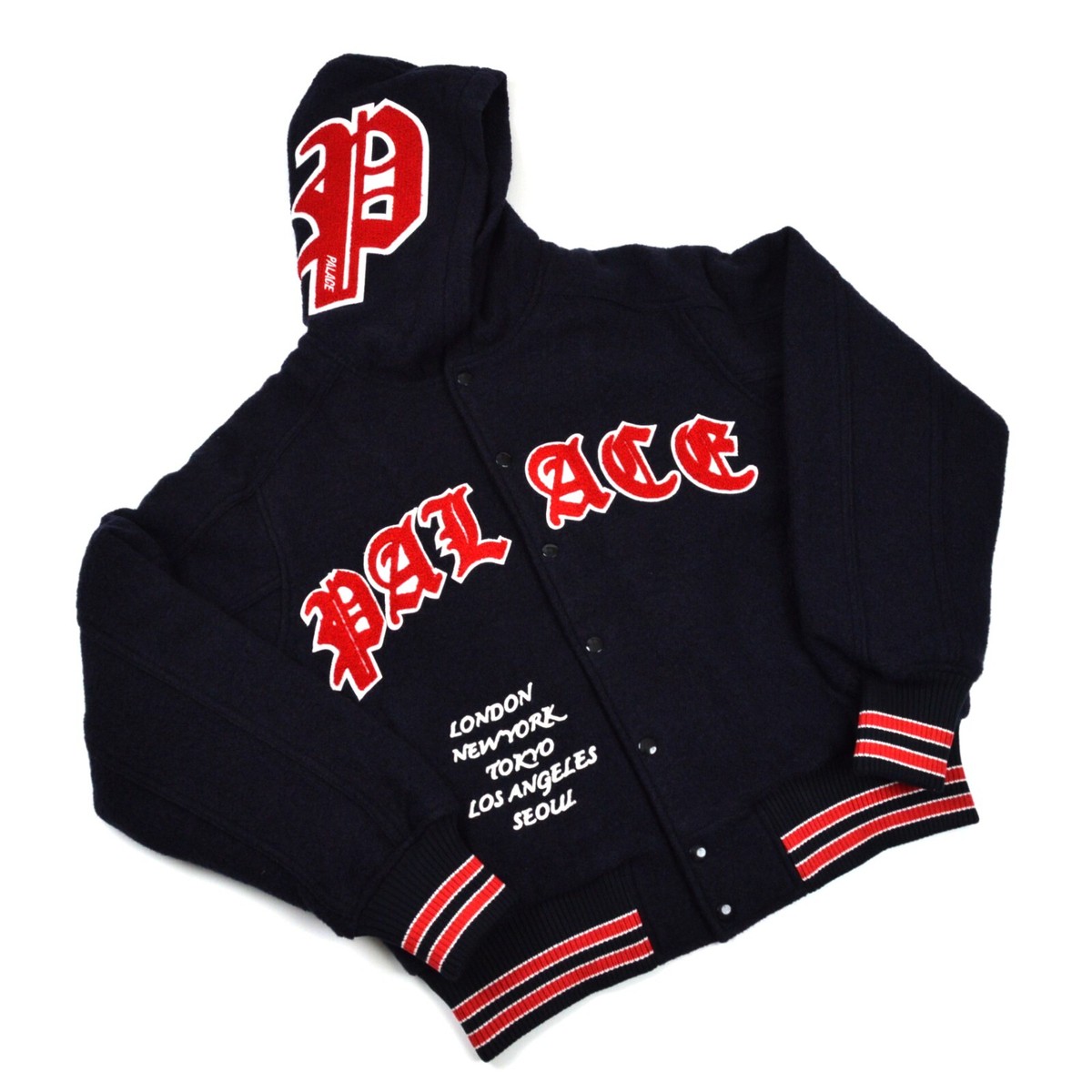 Palace hooded Varsity Jacket Size-S 2024 Navy Brand New 100