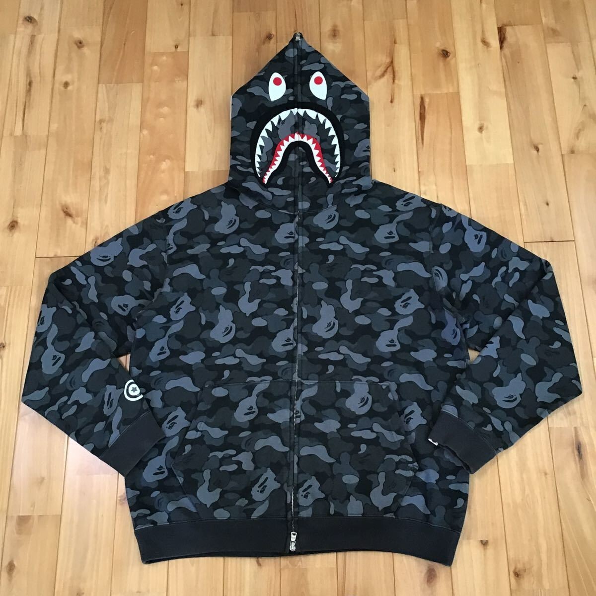 BAPE 2008 Aoyama city camo Shark full zip Hoodie A Bathing Ape