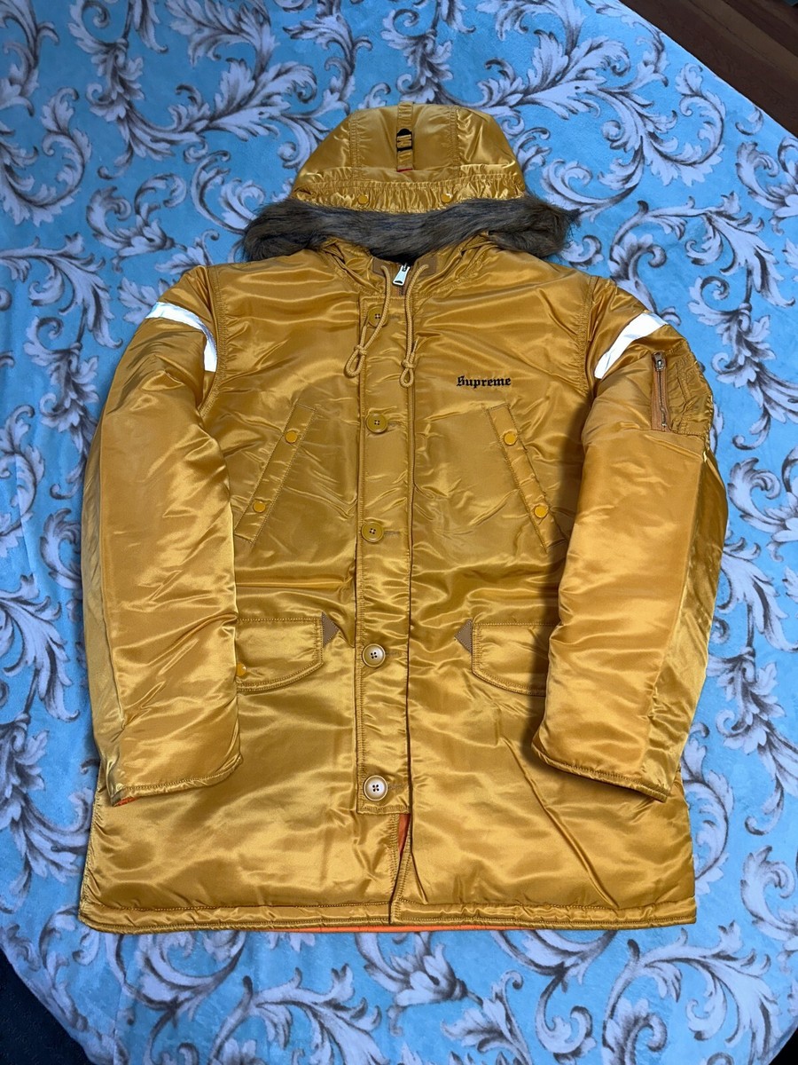 SUPREME REFLECTIVE CROSS N-3B PARKA (XL) (YELLOW) FW17 NUPTSE