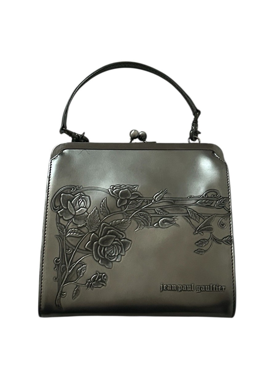 Jean Paul Gaultier rare stunning silver metallic leather bag with