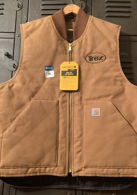 Carhartt Firm Duck Insulated Rib Collar Vest Brown Men's Sz XL