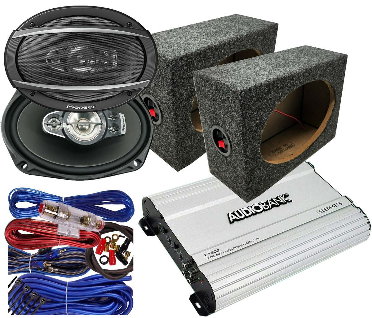 2x Pioneer TS-A6990F 5-Way Speakers +1500W Amplifier + 2x 6x9