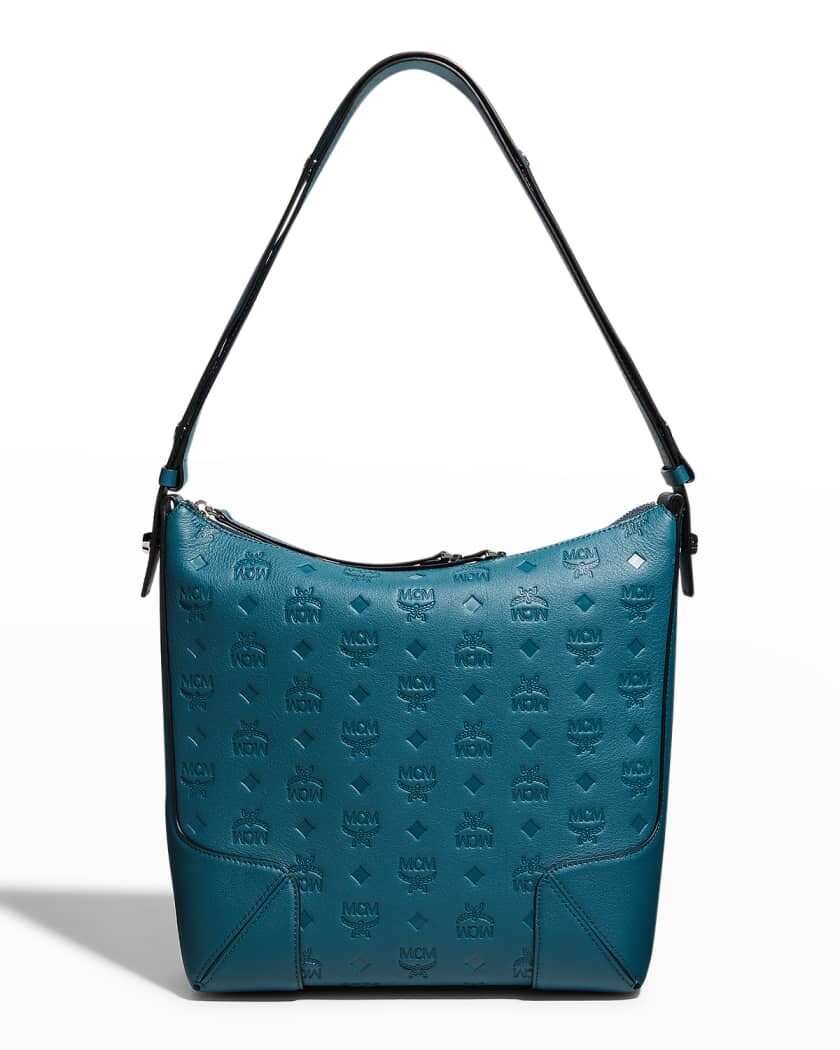 New MCM Medium Klara Leather Hobo Bag Deep Teal | eBay