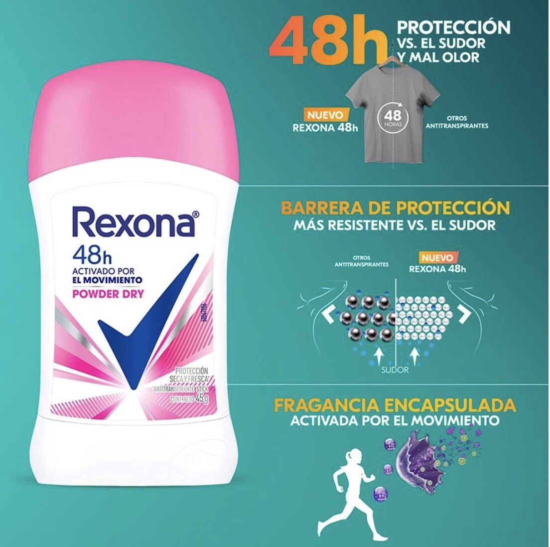 4 REXONA POWDER DRY DEODORANT STICK 45g | eBay