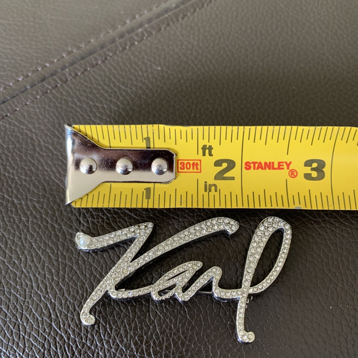 Karl Lagerfeld Pave Rhinestones Faux Pearl Signature Pin Brooch | eBay