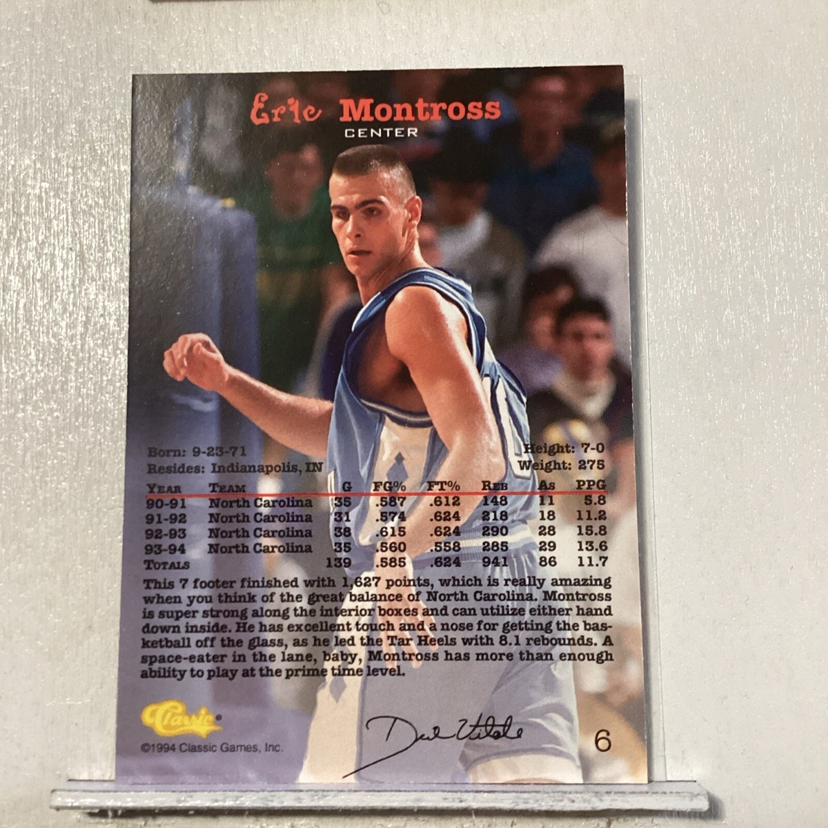 1994 Classic Gold Eric Montross #6 Rookie RC | eBay