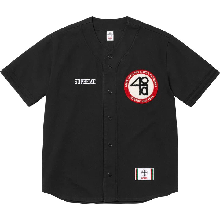 Supreme 40 Acres Twill Baseball Jersey Black | eBay