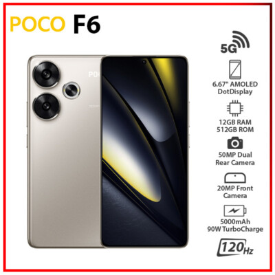 Unlocked) Xiaomi POCO F6 5G TITANIUM 12GB+512GB Dual SIM Android