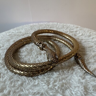 VINTAGE WHITING & DAVIS GOLD ADJ MESH SNAKE Necklace / Belt 41” | eBay