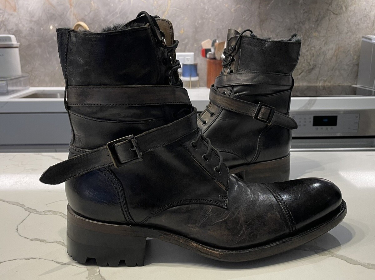 Alfredo Bannister Japan Engineer Boots Leather Strap Buckle Sz8